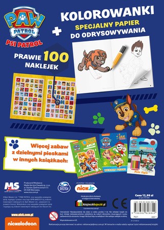 Odrysuj koloruj. Psi Patrol. Cztery łapy w akcji!