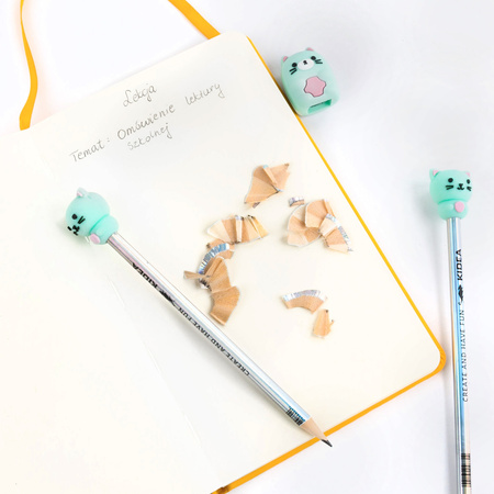 Zestaw 2 ołówki i temperówka Kotek Kidea