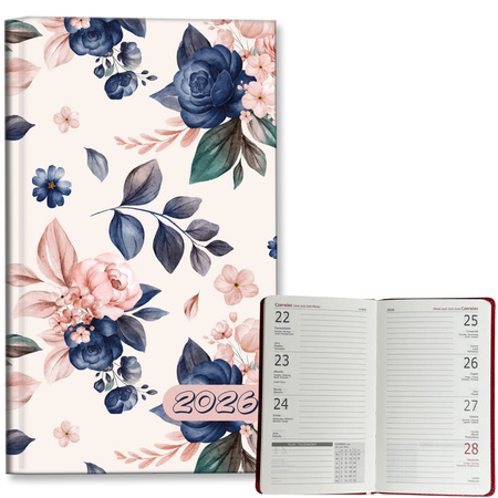 Kalendarz 2026 A6 tygodniowy Niebieskie Róże