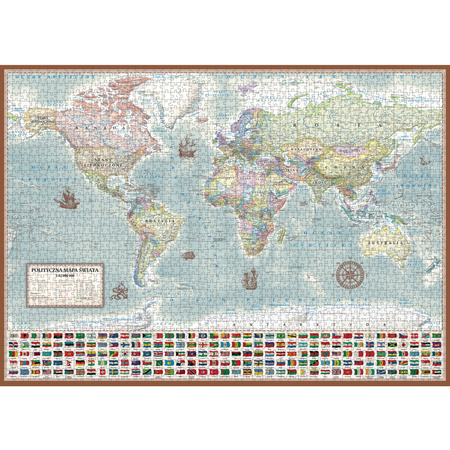 Puzzle 2000 Świat polityczny mapa stylizowana 1:42 000 000