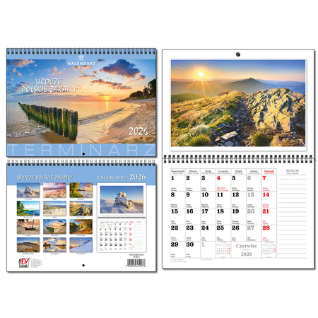 Kalendarz 2026 A3 Terminarz 13 planszowy Polskie Zakątki