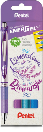 Zestaw piór EnerGel BL77 lawendowa Prowansja w etui 4 kolory