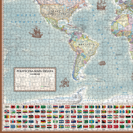 Puzzle 2000 Świat polityczny mapa stylizowana 1:42 000 000