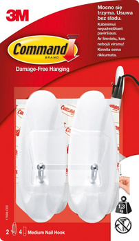 Haki wielokrotnego użytku Command średnie z metalowym uchwytem białe 2szt.