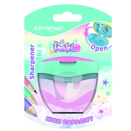 Temperówka plastikowa KEYROAD potrójna z pojemnikiem