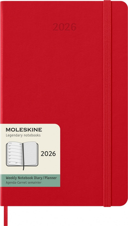 Kalendarz 2026 12M Moleskine L twarda oprawa tygodniowy Scarlet Red 13x21cm