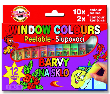 Farby witrażowe 9739 Koh-i-Noor 10 kolorów +2 kontury 10,5ml