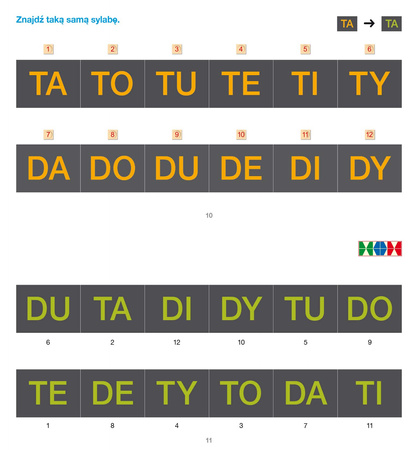 PUS Sylabowe potyczki 2 Sylaby PA, MA, BA, LA, FA, WA, TA, DA