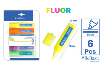 Zakreślacz fluorescencyjny BeBasic blister 6 sztuk
