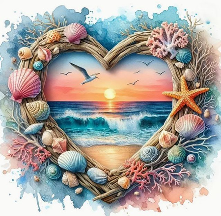 Diamentowa Mozaika Wybrzeże serce z widokiem na brzeg NO-2002227