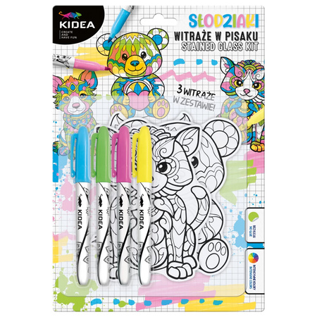 Witraże z markerami Misie Kidea 4 kolory