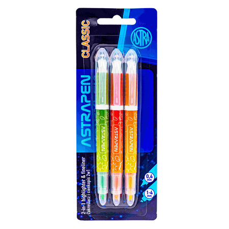 Zakreślacz i cienkopis 2w1 Astrapen 3 kolory