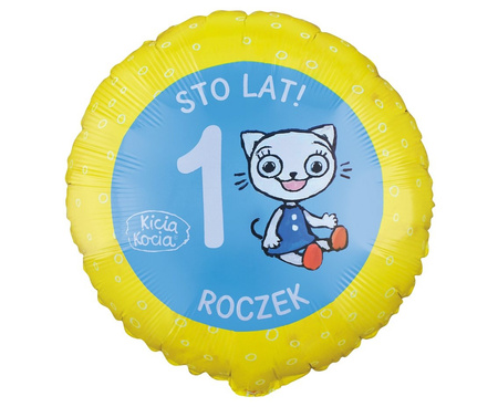 Balon foliowy Kicia Kocia 1 Roczek 46cm
