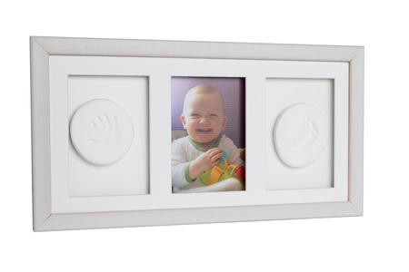 Ramka potrójna z glinką Odcisk bobasa biała (nowa)