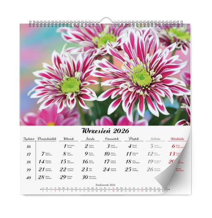 Kalendarz 2026 Kwiaty ścienny lux
