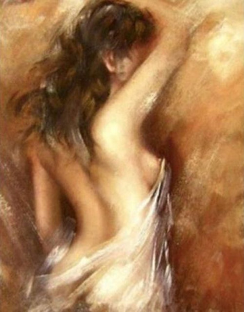 Diamentowa mozaika kobieta akt w białej narzucie obraz piaskowy NO-1006338