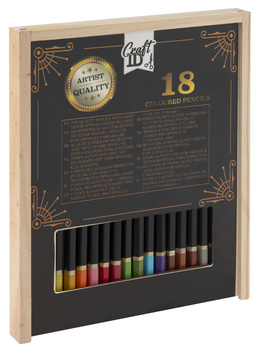 Kredki w drewnianym pudełku 18 sztuk