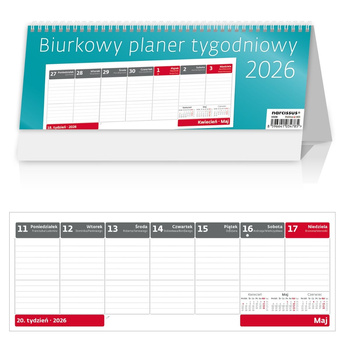 Kalendarz 2026 biurkowy tygodniowy Planer