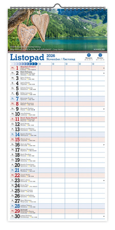 Kalendarz 2026 ścienny paskowy szeroki Tatry KPS V3