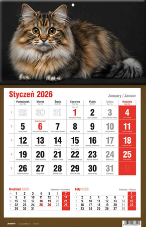 Kalendarz 2026 trójdzielny jednodzielny KTJ 1szt.mix