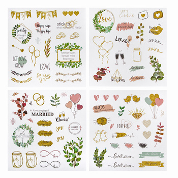 Naklejki akwarelowe papierowe Love & Marriage 4 arkusze