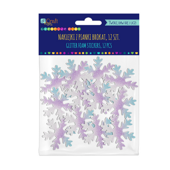 Naklejki z pianki Śnieżynki brokatowe 12szt.