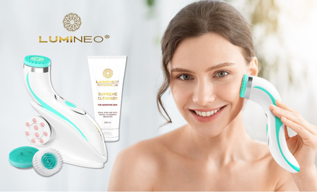 Szczoteczka Brush PRO LUMINEO 4 końcówki + żel do skóry wrażliwej turkusowa