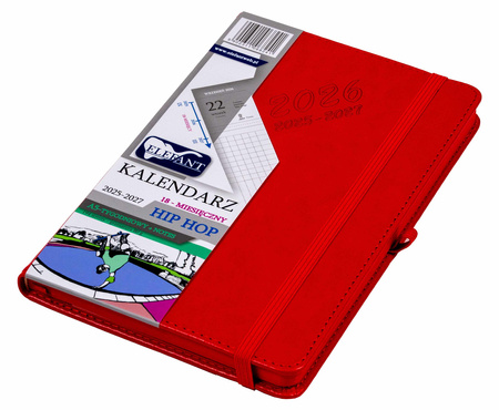 Kalendarz 2026 18 m-cy. Hip hop A5 tygodniowy czerwony