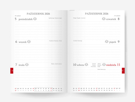 Kalendarz 2026 Techno A6 tygodniowy turkusowy