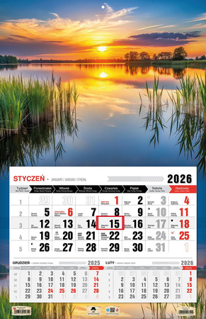 Kalendarz 2026 trójdzielny jednodzielny Mazury KTJ3 V19
