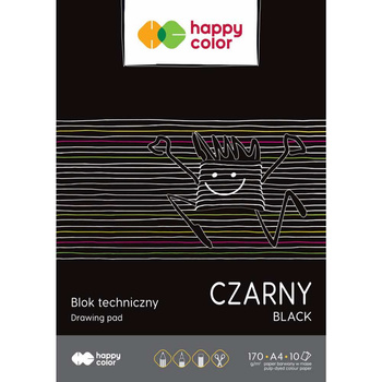 Paczka Blok techniczny czarny A4 170g Happy Color 20 sztuk