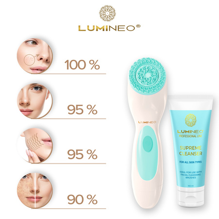 Szczoteczka do twarzy LUMINEO (turkusowa) + żel oczyszczający do wszystkich typów skóry