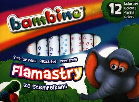 Flamastry ze stempelkami Bambino  12 kolorów
