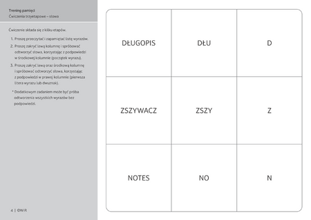 Trening pamięci ćwiczenia trzyetapowe słowa