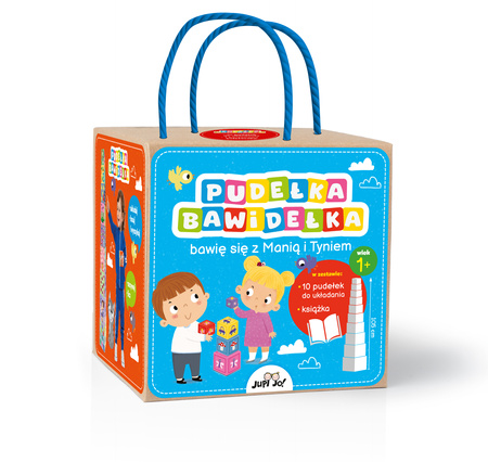 Pudełka bawidełka. Bawię się z Manią i Tyniem. Zestaw 10 pudełek do układania i kartonowa książeczka