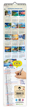 Kalendarz 2026 ścienny paskowy wąski Rajskie krajobrazy KPW V5