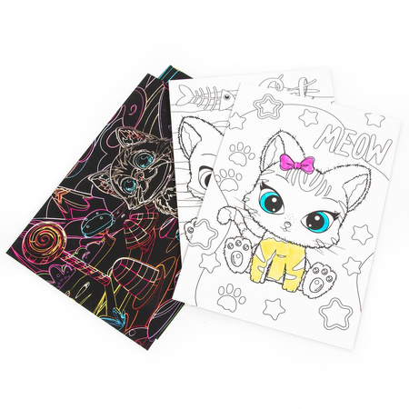 Wydrapywanka z kolorowanką 2w1 Kidea Kotki