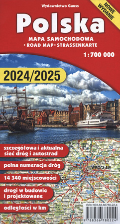 Polska. Mapa 1:700 000 wyd. 2024/2025
