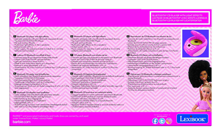 Odtwarzacz CD Bluetooth Barbie Lexibook RCD109BB