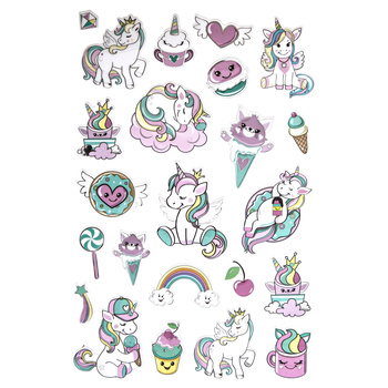 METALICZNE NAKLEJKI 3D JEDNOROŻCE 23 SZT