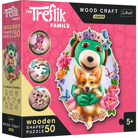 Puzzle 50 drewniane Wood Craft Junior Wesołe Trefliki 20206