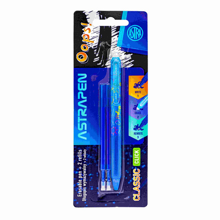 Długopis wymazywalny Click 0,5 mm Astrapen Oops! classic + 2 wkłady wymazywalne blister
