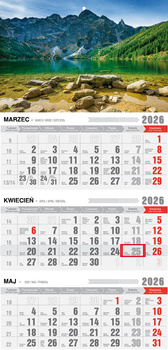 Kalendarz 2026 trójdzielny ekonomiczny z magnesem Tatry KTM VM18