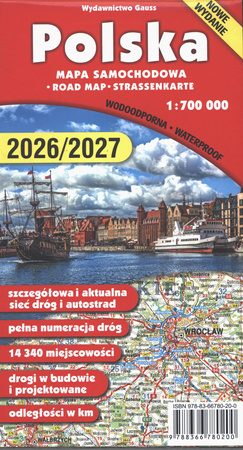 Polska. Mapa 1:700 000 wyd. foliowane wyd. 2026/2027