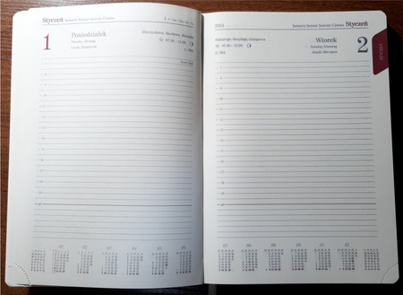 Kalendarz 2026 Botanic Black A5 dzienny na gumkę wzorzysty z nadrukiem KD-25PR