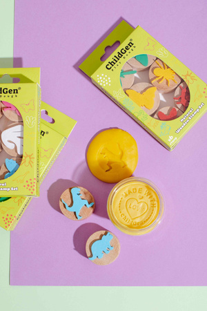 Zestaw drewnianych stempli Dinozaury