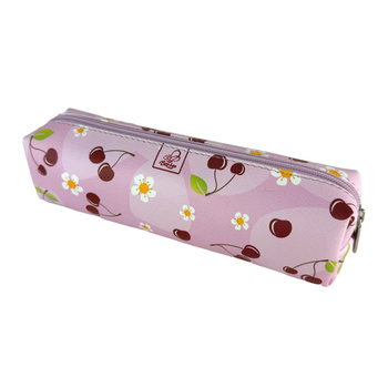 Piórnik szkolny młodzieżowy prostokąt kostka Wisienki W Różu