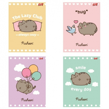 Paczka zeszyt A5 32k.linia dwukolorowa okładka laminowana Pusheen 15 sztuk