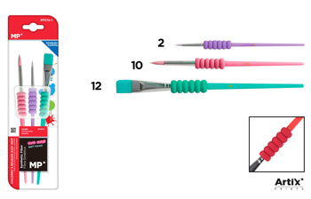 Pędzle MP dla dzieci z uchwytem z pianki blister 3 sztuki