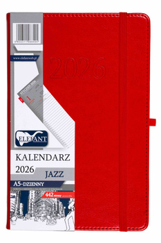 Kalendarz 2026 Jazz A5 dzienny czerwony